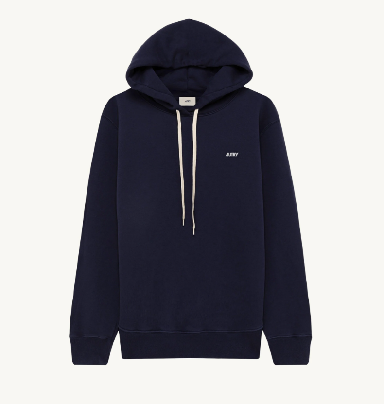 SUDADERA CAPUCHA ALGODÓN CON LOGO BORDADO AZUL